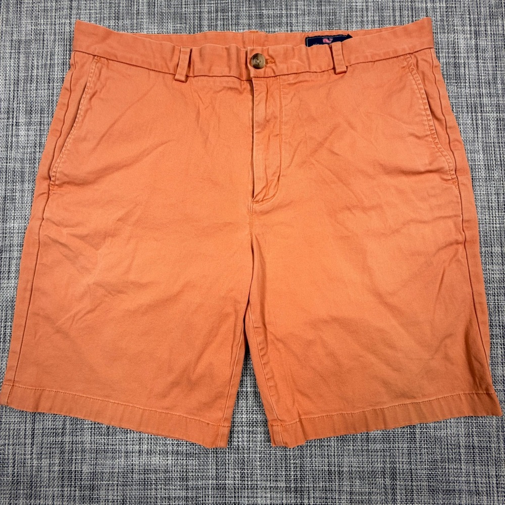 Vineyard Vines Men's Chino Shorts Orange 36 Stretch Cotton Flat Front Pockets